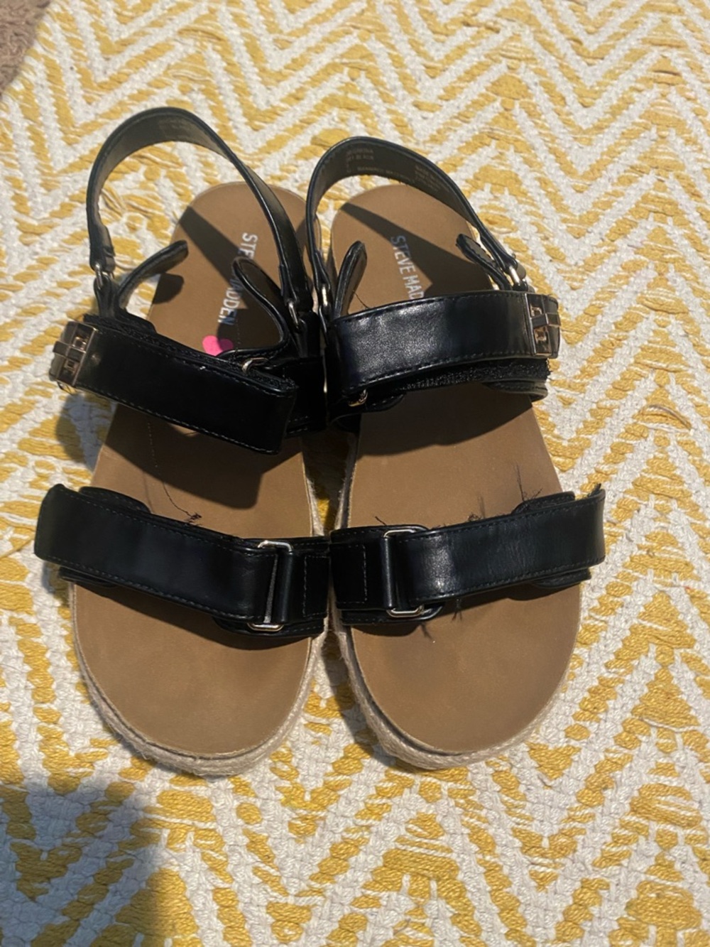 Steve Madden Big Mona Black Double-Strap Buckle Sandals